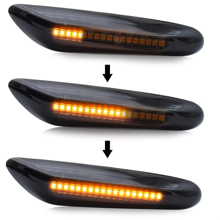 1 Pair Dynamic LED Side Marker Turn Signal Lights for E90 E60 E88 X1 X3 Sequential Flowing Lamp - 2