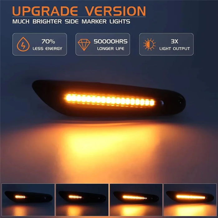 1 Pair Dynamic LED Side Marker Turn Signal Lights for E90 E60 E88 X1 X3 Sequential Flowing Lamp - 3