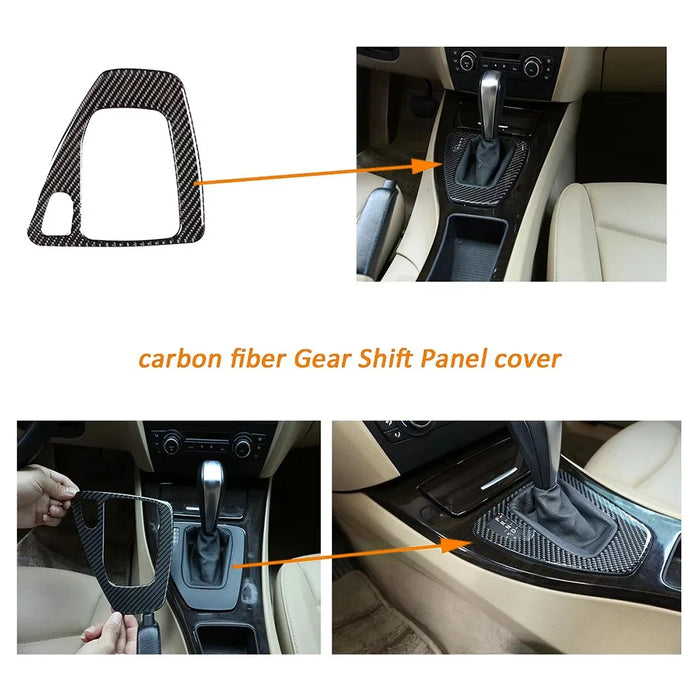 For Old 3 Series E90 E92 Carbon Fiber Car Interior Decal Gear Shift Panel Sticker - 6