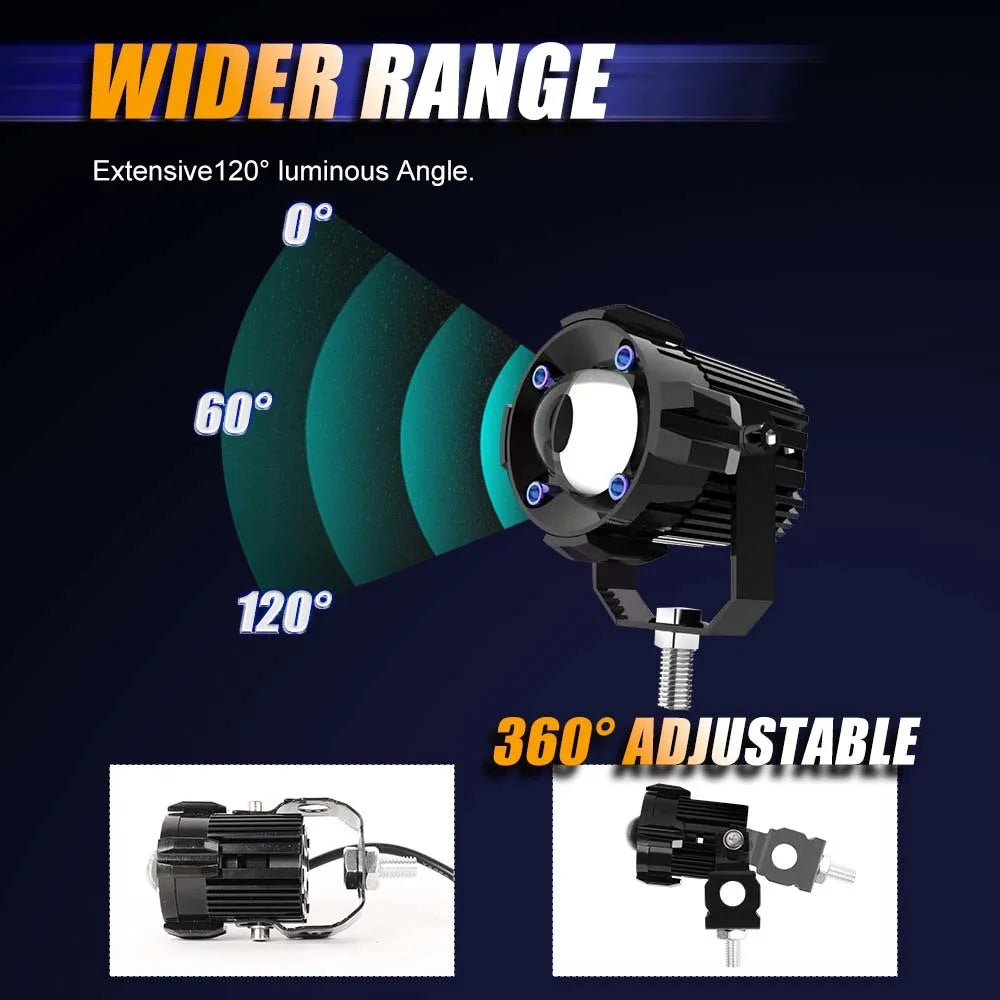 2Pcs Motorcycle LED Spotlight Aluminum Shell White Yellow Light High Power Headlight with Cooling Fan - 5