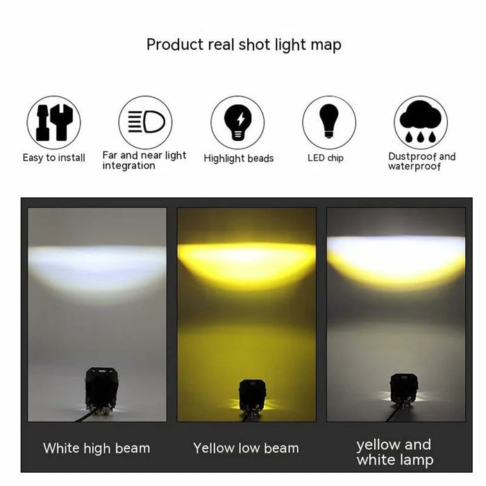 Motorcycle LED Spotlight 20W 5000LM Headlight High Low Beam Front Lamp for ATV / SUV / UTV - 2