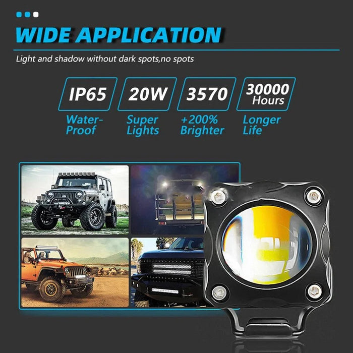 Motorcycle LED Spotlight 20W 5000LM Headlight High Low Beam Front Lamp for ATV / SUV / UTV - 4