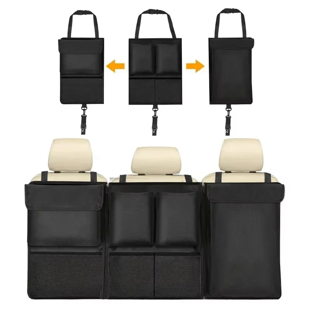 Car Trunk Organizer Sundries Storage Bag Oxford Cloth Multi-Pocket Backseat Hanging Pouch - Black - 2