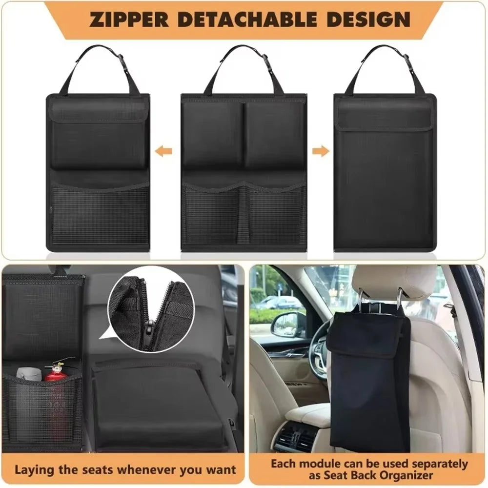 Car Trunk Organizer Sundries Storage Bag Oxford Cloth Multi-Pocket Backseat Hanging Pouch - Black - 4