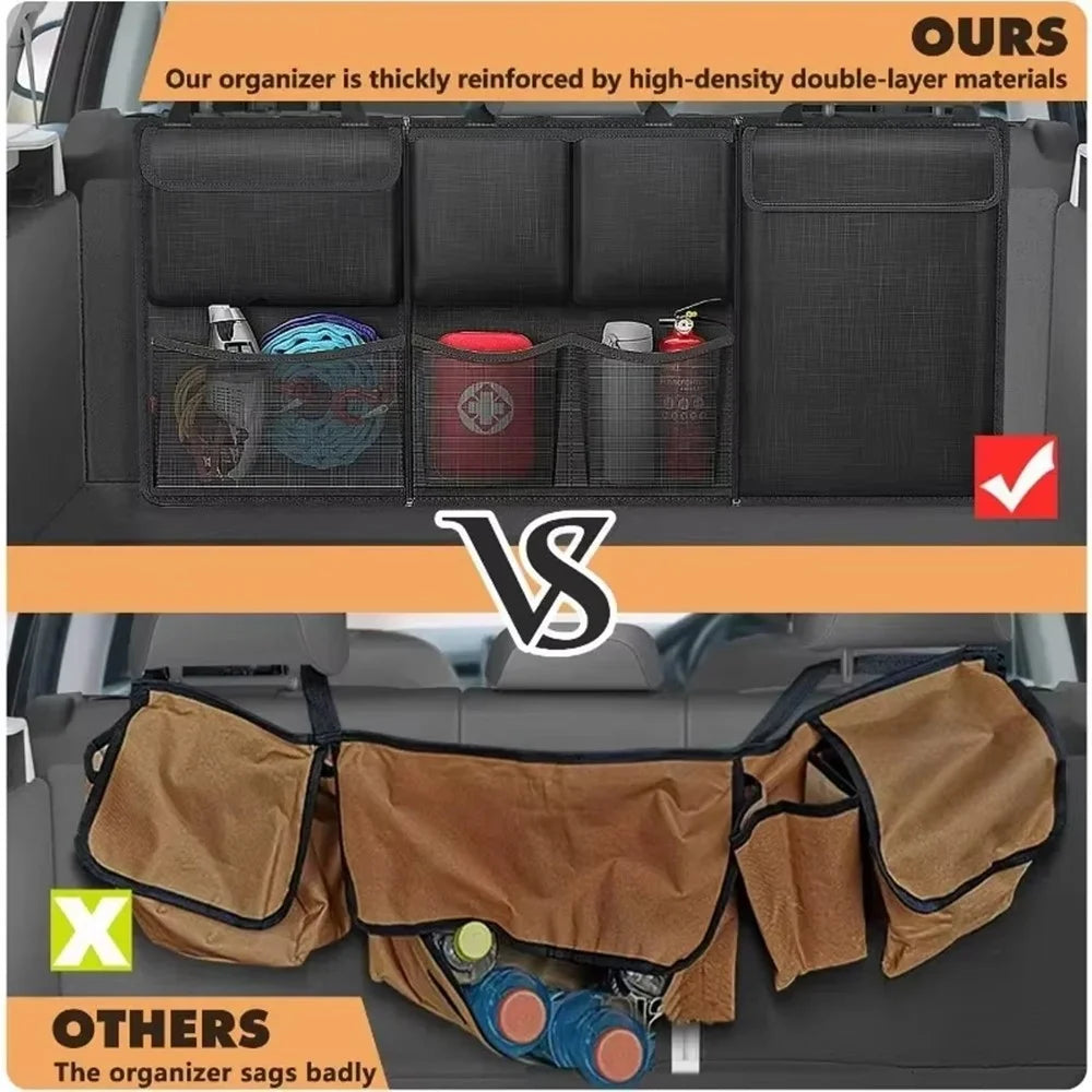 Car Trunk Organizer Sundries Storage Bag Oxford Cloth Multi-Pocket Backseat Hanging Pouch - Black - 5
