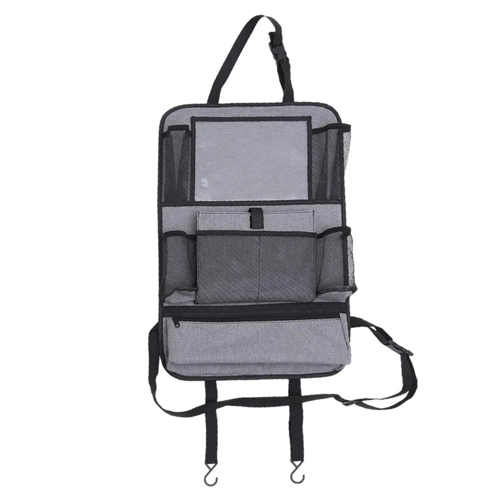 Car Seat Back Organizer with Transparent Pocket Oxford Fabric Storage Bag Multi-Pocket Hanging Pouch - Grey - 1