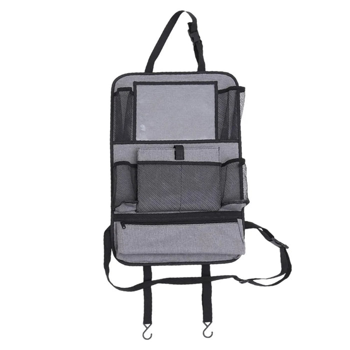 Car Seat Back Organizer with Transparent Pocket Oxford Fabric Storage Bag Multi-Pocket Hanging Pouch - Grey - 1