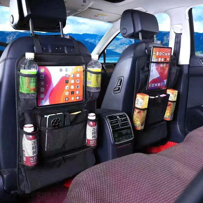 Car Seat Back Organizer with Transparent Pocket Oxford Fabric Storage Bag Multi-Pocket Hanging Pouch - Grey - 5