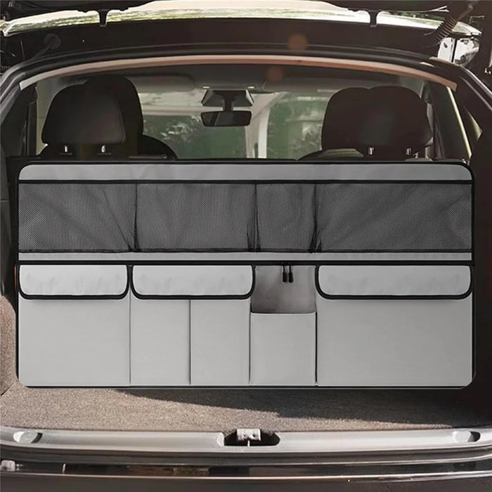 Multi-Pocket Car Back Seat Organizer Oxford Cloth Large Capacity Storage Bag Trunk Hanging Pouch - Beige - 5