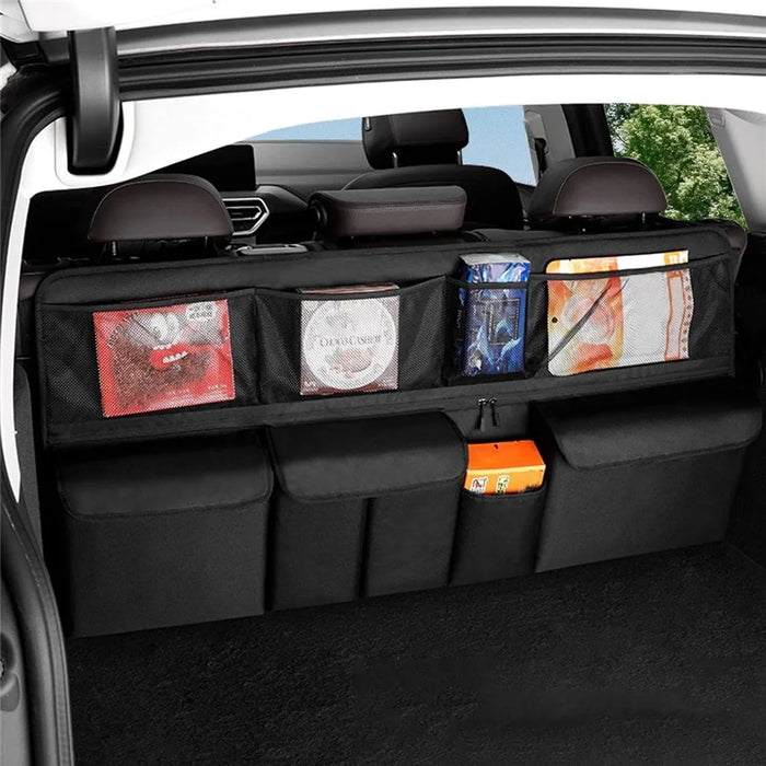 Multi-Pocket Car Back Seat Organizer Oxford Cloth Large Capacity Storage Bag Trunk Hanging Pouch - Beige - 6