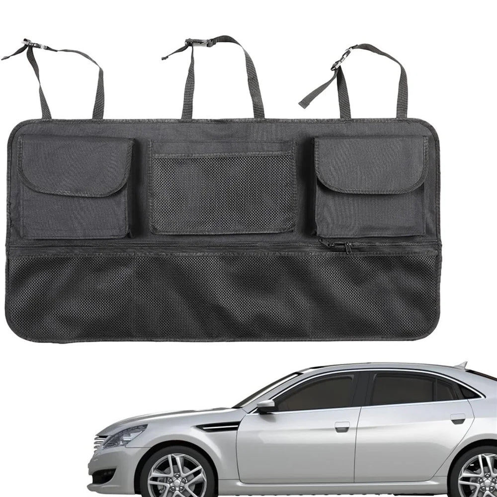 Large Capacity Car Trunk Organizer Backseat Storage Bag Oxford Fabric Multi Pocket Hanging Pouch - Black - 2