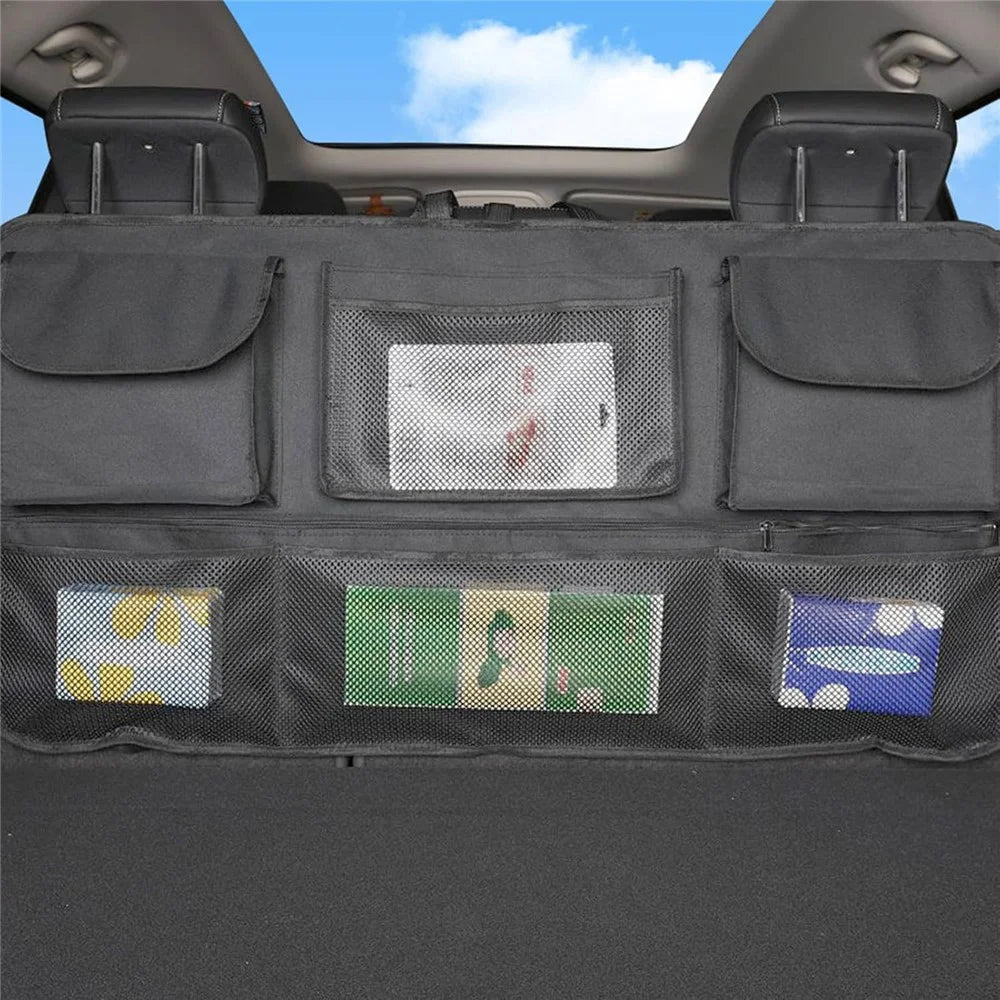 Large Capacity Car Trunk Organizer Backseat Storage Bag Oxford Fabric Multi Pocket Hanging Pouch - Black - 3