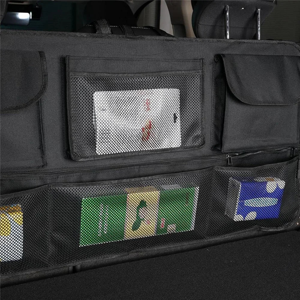 Large Capacity Car Trunk Organizer Backseat Storage Bag Oxford Fabric Multi Pocket Hanging Pouch - Black - 5