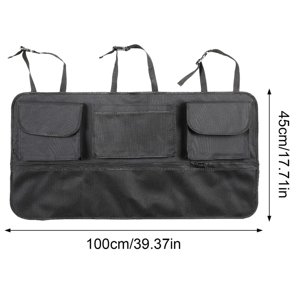 Large Capacity Car Trunk Organizer Backseat Storage Bag Oxford Fabric Multi Pocket Hanging Pouch - Black - 6