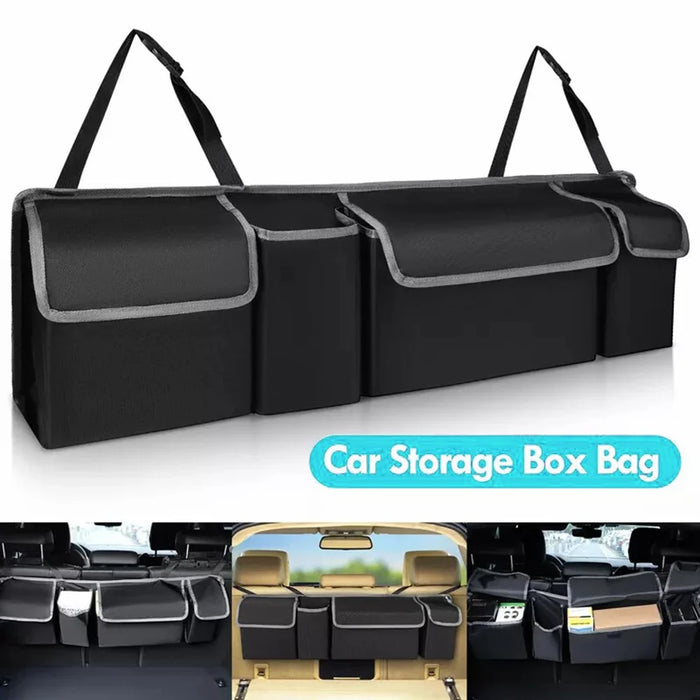 Universal Car Back Seat Hanging Multi-Pocket Storage Bag with Lid Oxford Cloth Trunk Organizer - 2