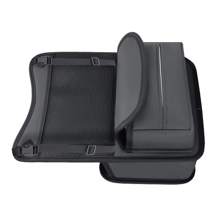 Universal Car Seat Back Organizer PU Leather Storage Bag Center Hanger Between Seats - Black - 2