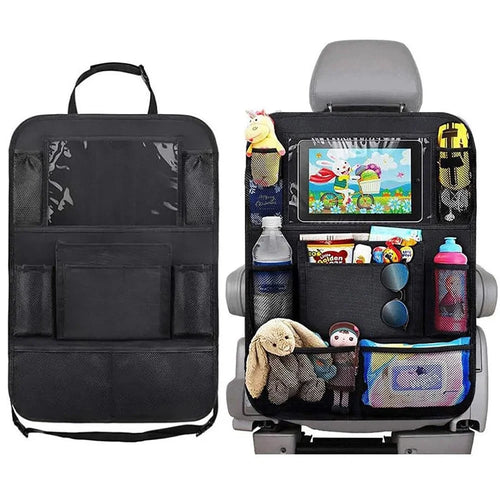 Car Seat Back Storage Bag Waterproof 600D Oxford Fabric Organizer Pouch with Transparent Pocket for iPad - 1