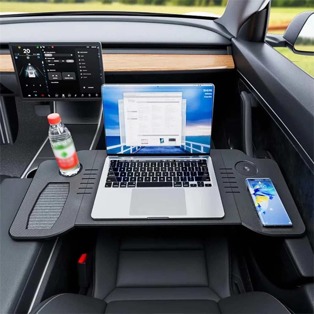 For Tesla Model 3  /  Y Front Seat Tri-Fold Folding Tray Table Multifunctional Car Laptop Desk Portable Work Station - 6