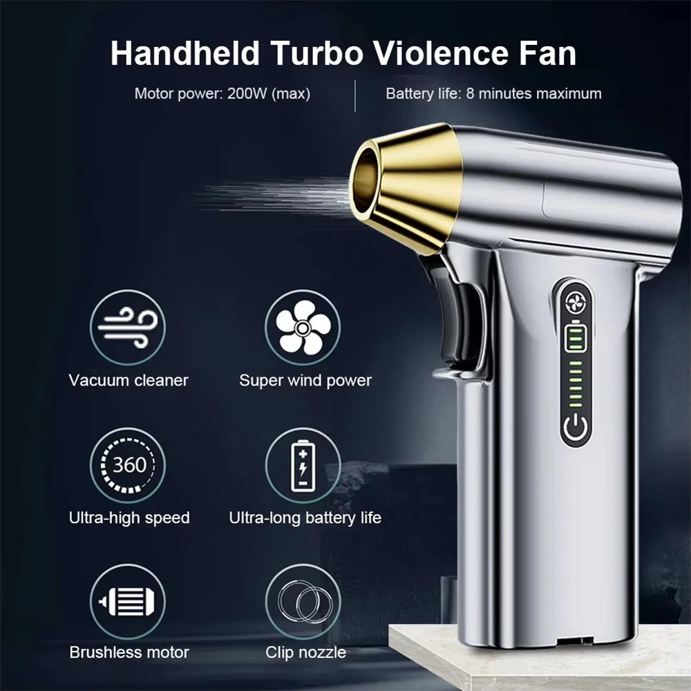 ST-8109 Portable Handheld Wireless Blower 3 Gears Adjustable High Power Car Home Dust Cleaner - Black - 3