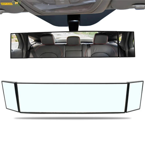 SD-2411 High Definition Glass Universal Tri-Fold Car Rearview Mirror Wide Angle Curved Mirror - 1
