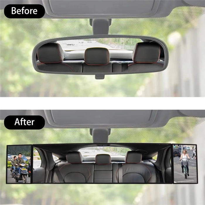 SD-2411 High Definition Glass Universal Tri-Fold Car Rearview Mirror Wide Angle Curved Mirror - 2