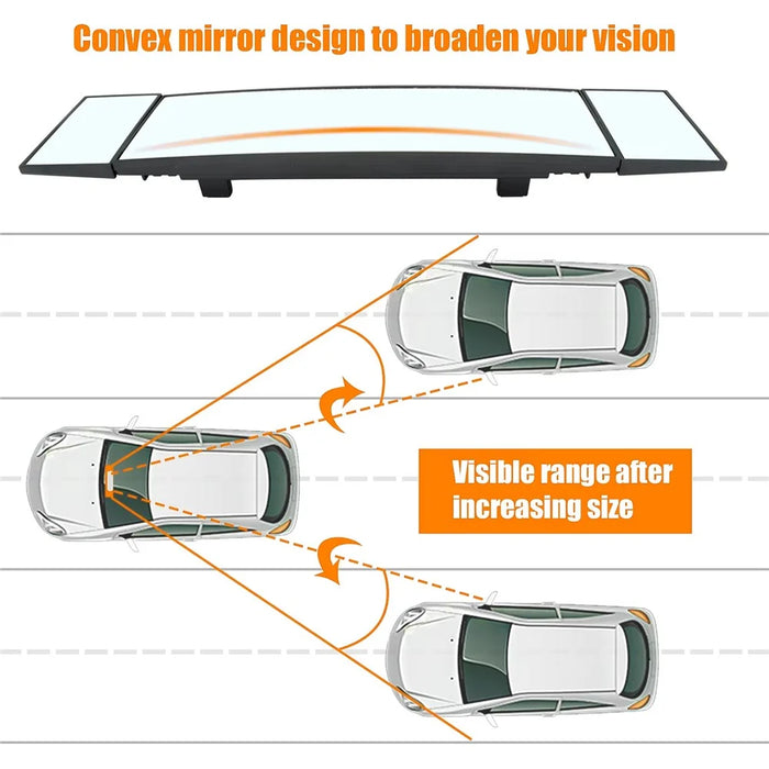 SD-2411 High Definition Glass Universal Tri-Fold Car Rearview Mirror Wide Angle Curved Mirror - 3