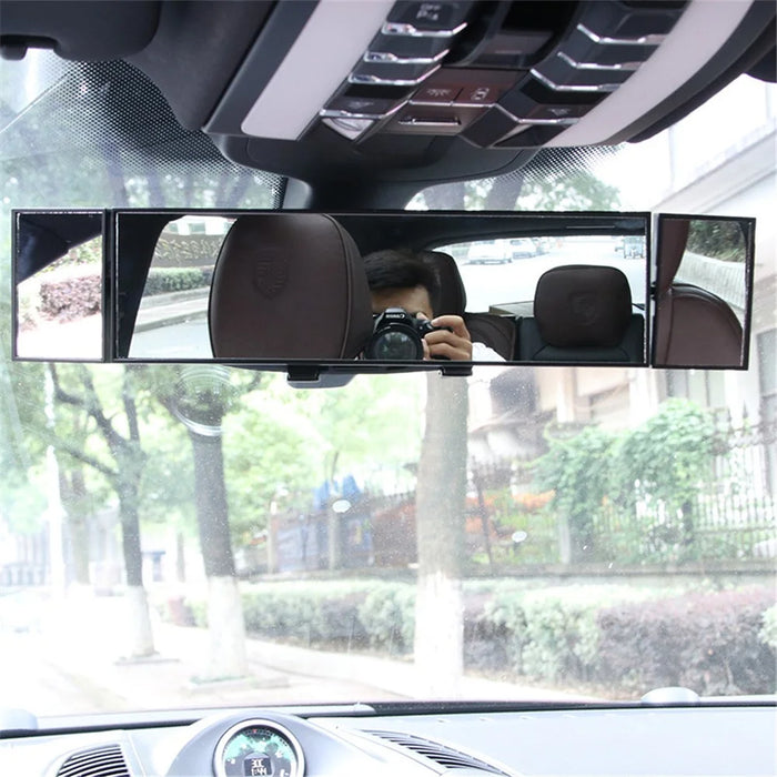SD-2411 High Definition Glass Universal Tri-Fold Car Rearview Mirror Wide Angle Curved Mirror - 7