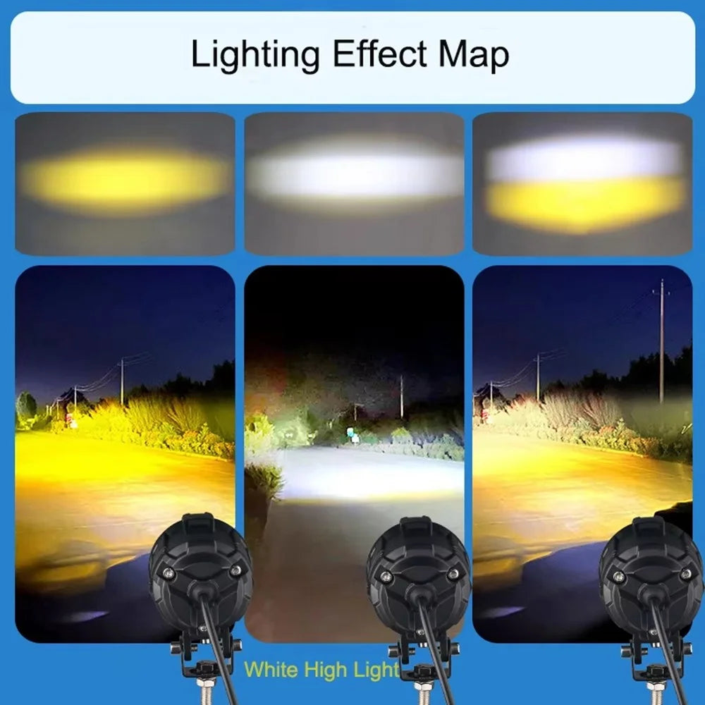 DC 12V-65V Motorcycle LED Headlight 8000lm 20W High Low Beam Fog Lamp for Car / ATV / SUV - 5