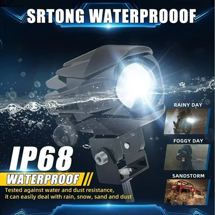 DC 12V-65V Motorcycle Headlight IP68 Waterproof 20W 6000lm High Low Beam LED Fog Light - 3