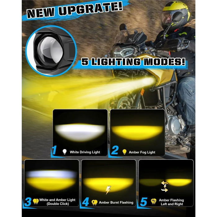 DC 12V-65V Motorcycle Headlight IP68 Waterproof 20W 6000lm High Low Beam LED Fog Light - 4