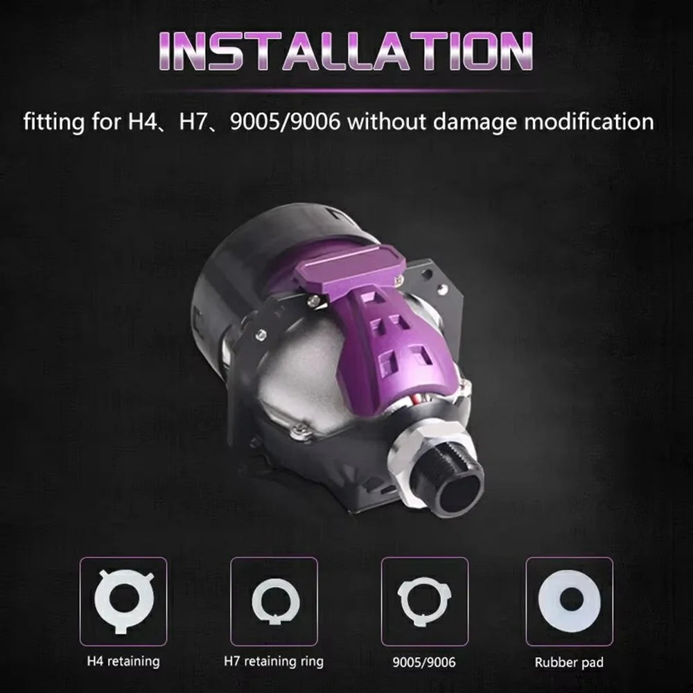 2.5 Inch Dual LED Laser Projection Headlight 6500K Waterproof 12V 50W High Low Beam Car Fog Lamp - 2