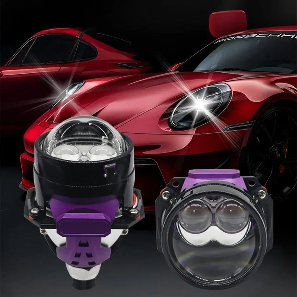 2.5 Inch Dual LED Laser Projection Headlight 6500K Waterproof 12V 50W High Low Beam Car Fog Lamp - 4