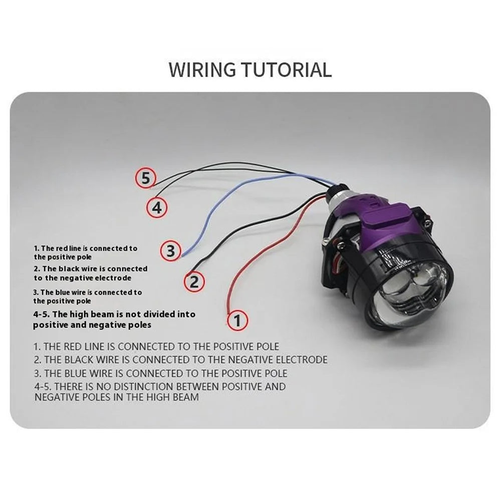 2.5 Inch Dual LED Laser Projection Headlight 6500K Waterproof 12V 50W High Low Beam Car Fog Lamp - 6