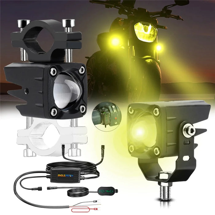M1 Plus 2Pcs Motorcycle LED Spotlight Strobe Light for Motorcycle Electric Bike Devil Eye Headlight - 1
