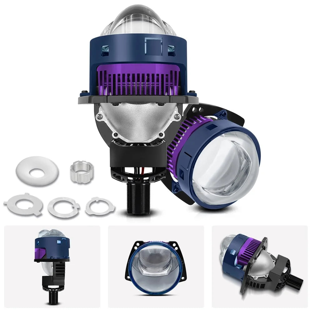 T04 1 Pair 3 Inch LED Headlight Matrix Projector for H4 / H7 / H11 / 9005 / 9006 Car Laser Headlamp - 3