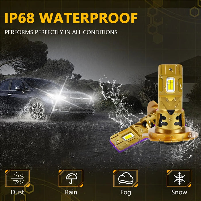 1 Pair H7 LED Car Headlight Bulbs 35W 6500K IP68 Waterproof High Low Beam Headlamp - 3