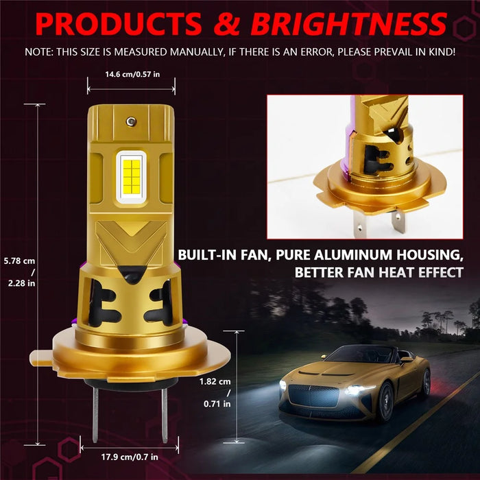 1 Pair H7 LED Car Headlight Bulbs 35W 6500K IP68 Waterproof High Low Beam Headlamp - 5