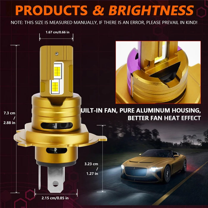 1 Pair H4 / 9003 LED Car Headlight Bulbs 35W 6500K IP68 Waterproof High Low Beam Headlamp - 3
