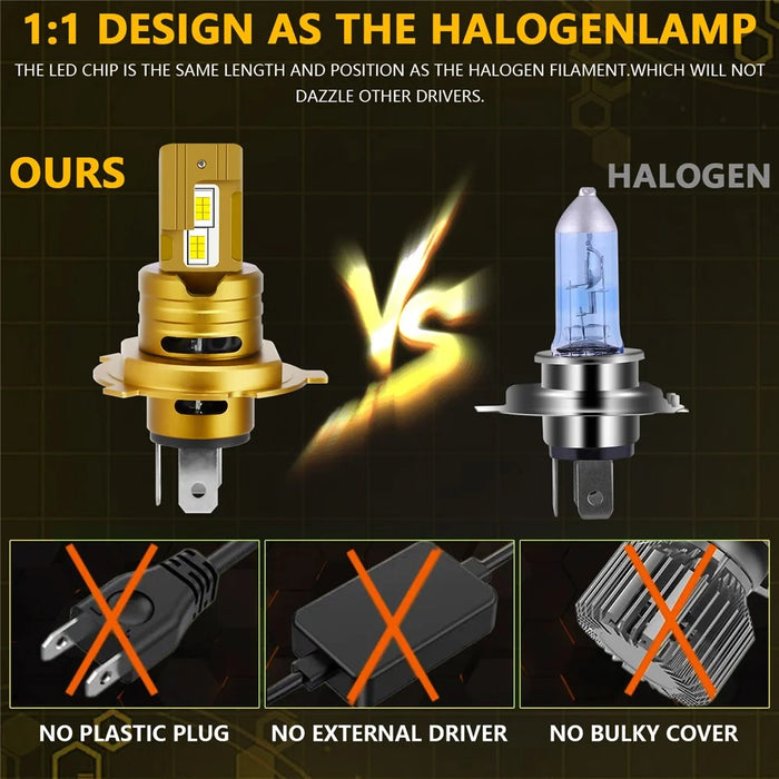 1 Pair H4 / 9003 LED Car Headlight Bulbs 35W 6500K IP68 Waterproof High Low Beam Headlamp - 7