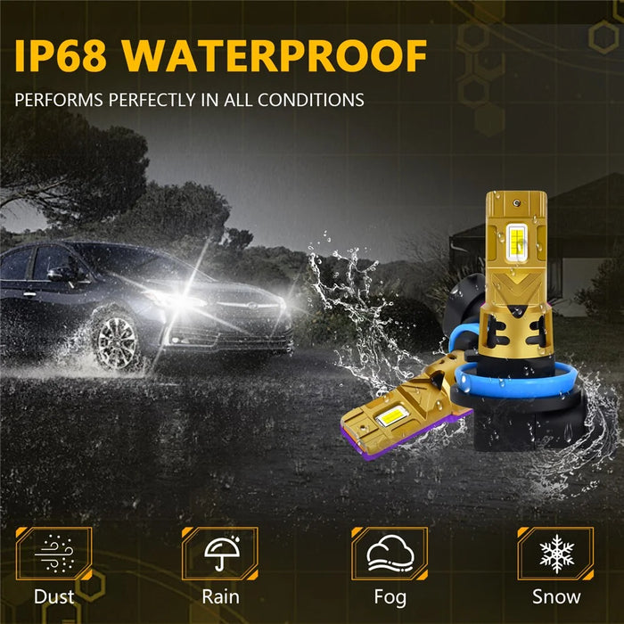 1 Pair H8 / H9 / H11 LED Car Headlight Bulbs 35W 6500K IP68 Waterproof High Low Beam Headlamp - 3