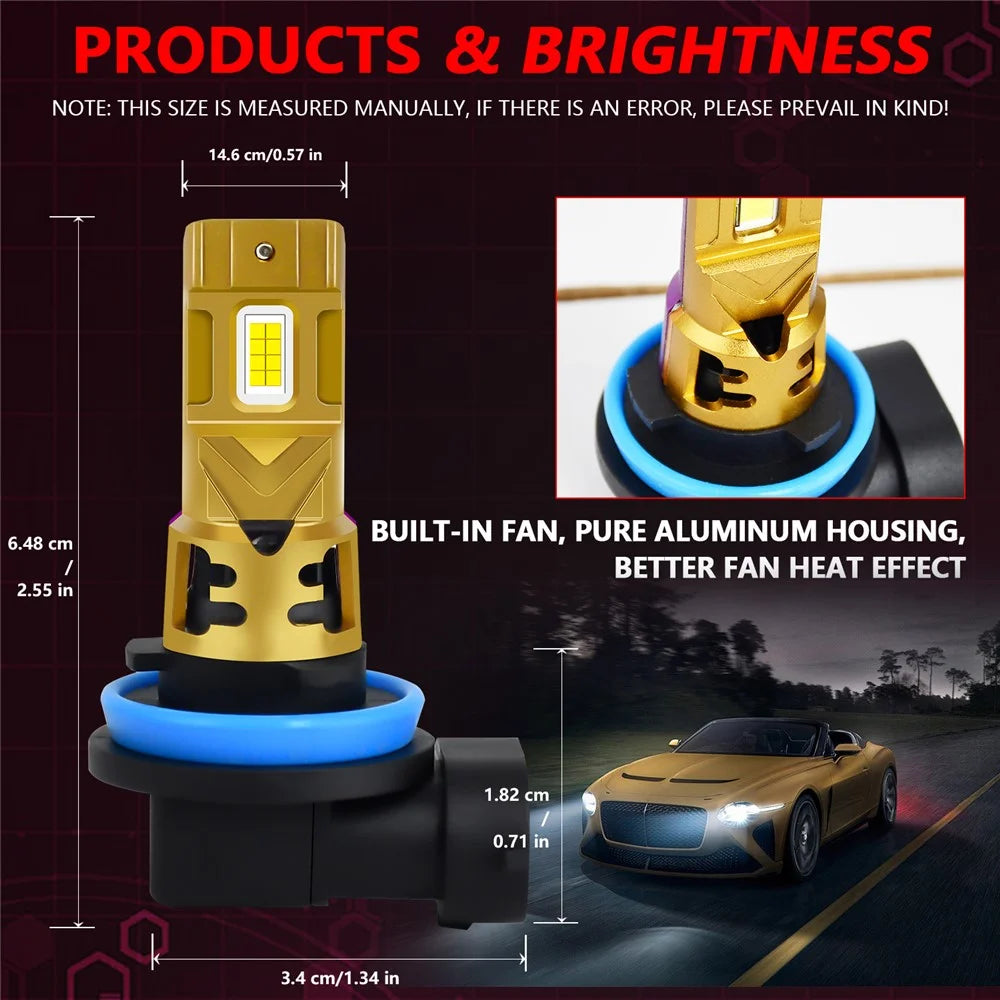 1 Pair H8 / H9 / H11 LED Car Headlight Bulbs 35W 6500K IP68 Waterproof High Low Beam Headlamp - 5