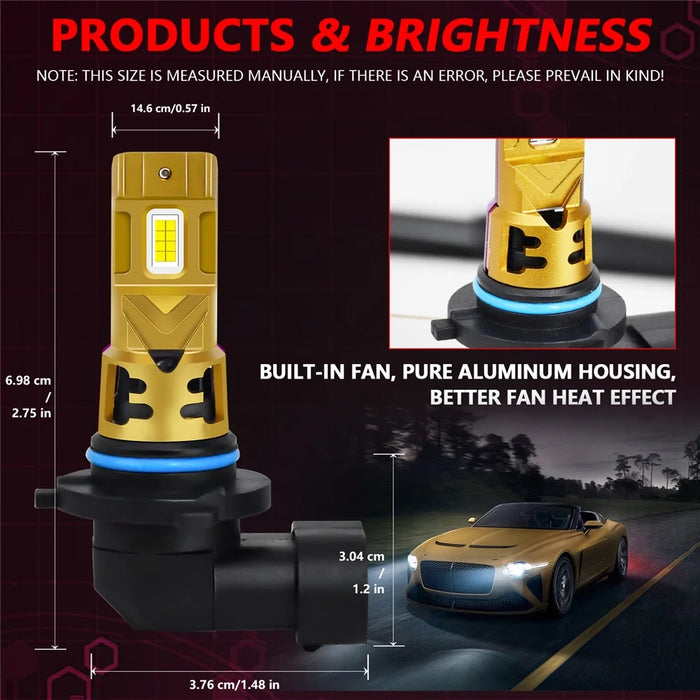 1 Pair 9005 / HB3 LED Car Headlight Bulbs 35W 6500K IP68 Waterproof High Low Beam Headlamp - 4