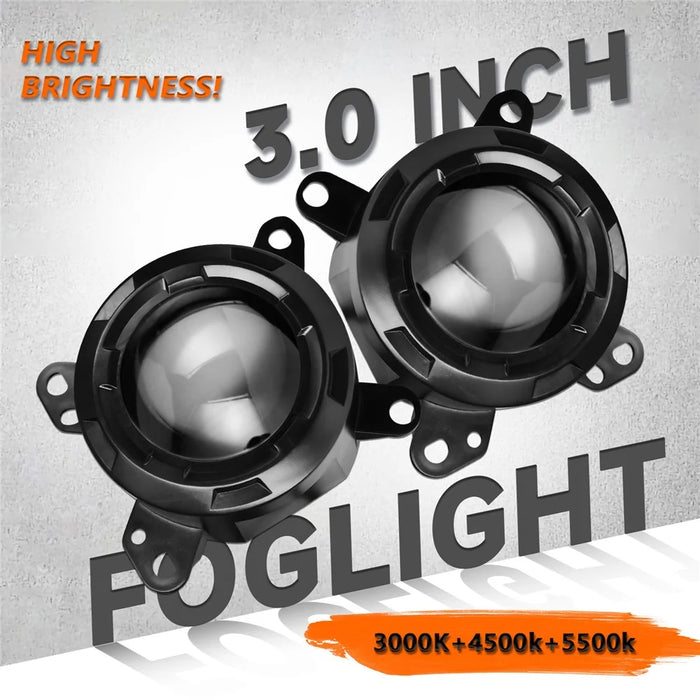 T14 1 Pair 3 Inch High Power Dual Beam LED Projector Lights For DAF Trucks Front Bumper Fog Lamp 55W 9-32V - 3