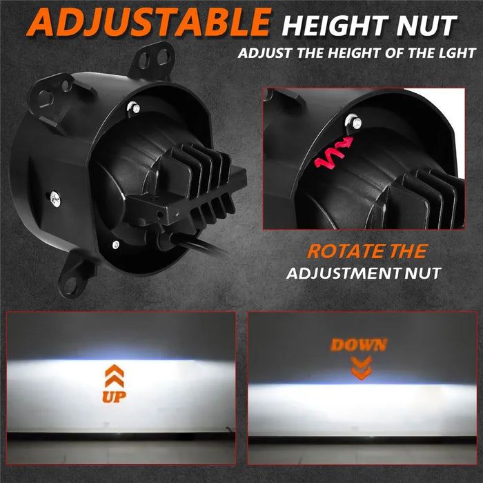 T14 1 Pair 3 Inch High Power Dual Beam LED Projector Lights For DAF Trucks Front Bumper Fog Lamp 55W 9-32V - 4