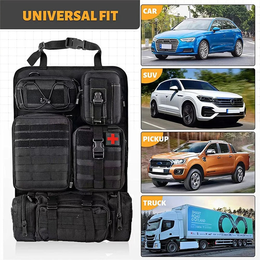 Car Back Seat Tactical Organizer Multifunction Vehicle Molle Panel Backrest Hanging Bag with 5 Detachable Molle Pouch - Green - 5