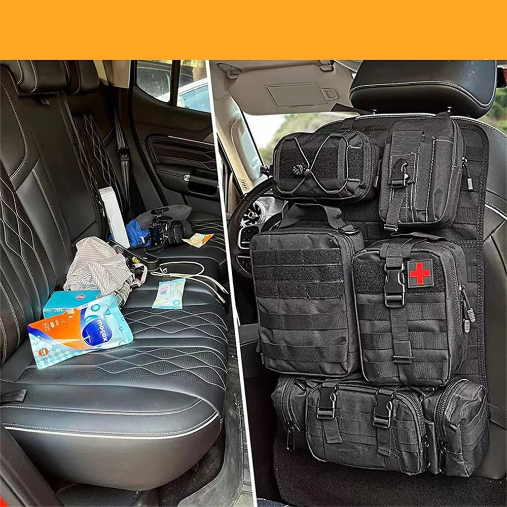 Car Back Seat Tactical Organizer Multifunction Vehicle Molle Panel Backrest Hanging Bag with 5 Detachable Molle Pouch - Green - 7