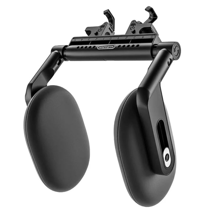 Car Seat Headrest Memory Foam Pillow Side Sleeping Adjustable Head Cushion with Dual Hook - Black - 1