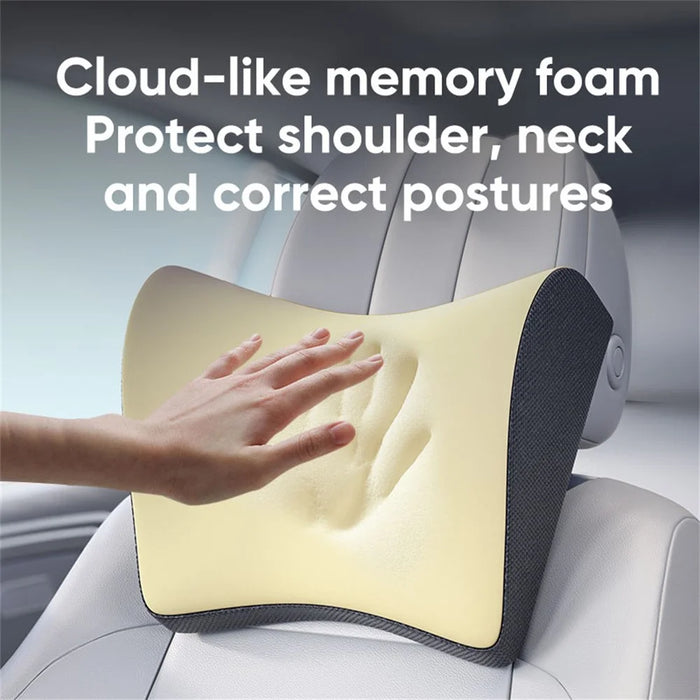 Adjustable PU Leather Car Headrest Pillow 5D Memory Foam Slow Rebound Neck Support Cushion - Black - 4