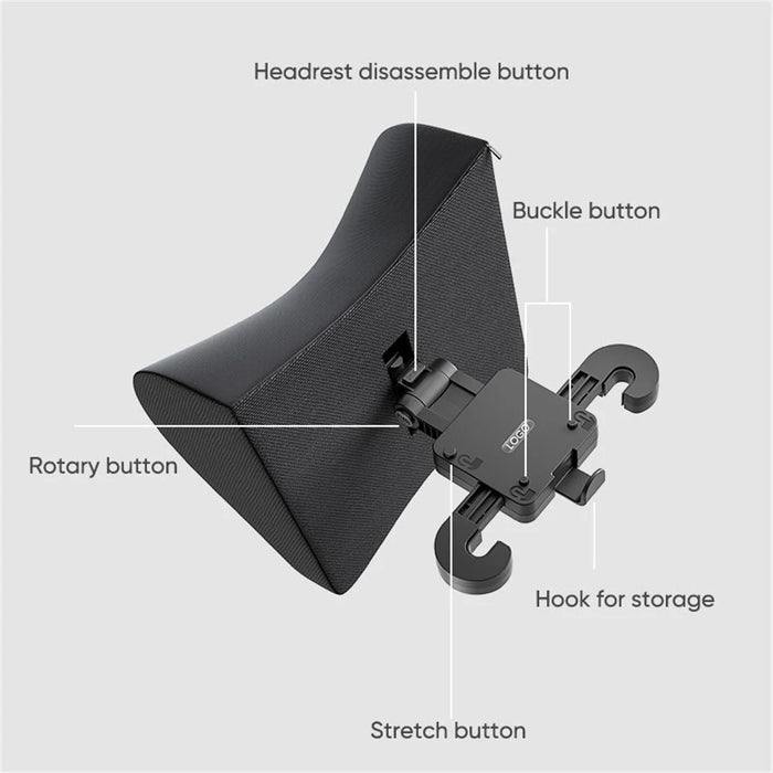 Adjustable PU Leather Car Headrest Pillow 5D Memory Foam Slow Rebound Neck Support Cushion - Black - 6