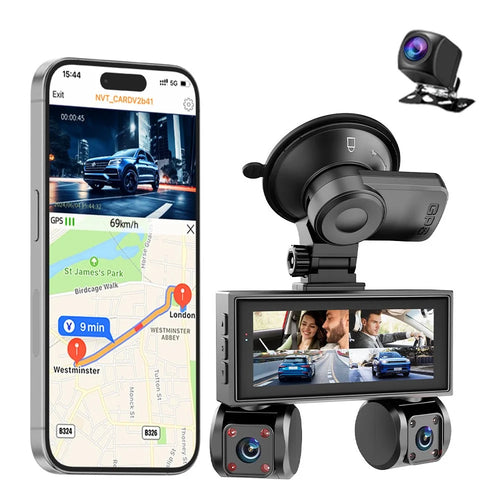 W3 WiFi 4 Channel Dash Cam 2K Night Vision Quad Lens Car DVR Vehicle Driving Recorder with GPS Module - 1